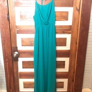Teal maxi dress with racer back